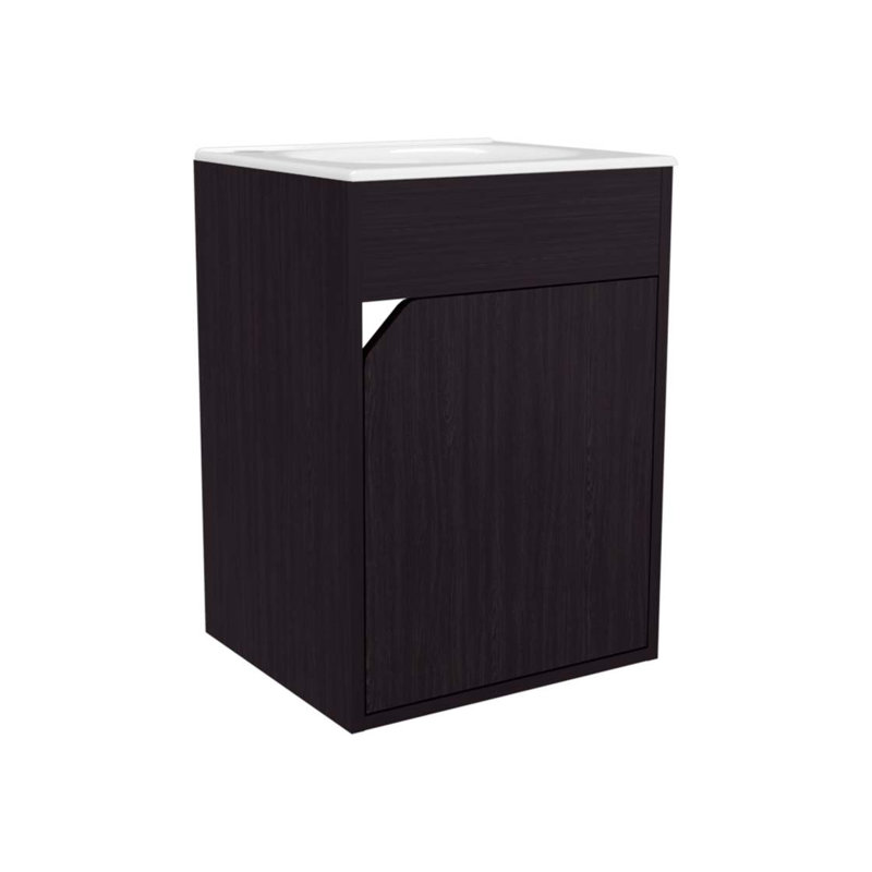 Meuble-lavabo flottant avec porte Wengue, Wengé