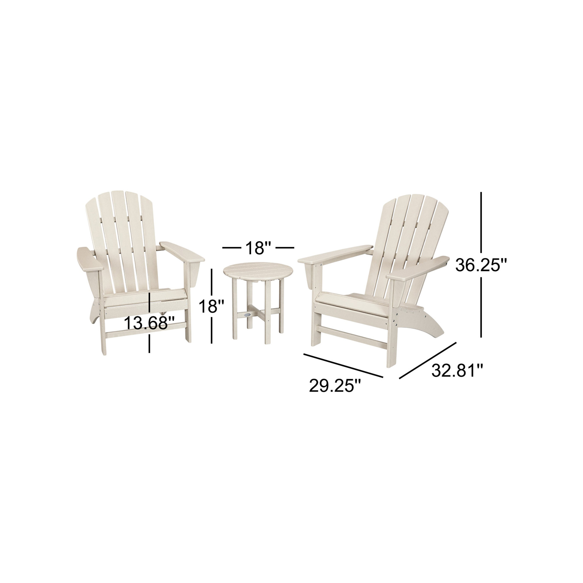 Nautical 3-Piece Adirondack Set, Sand