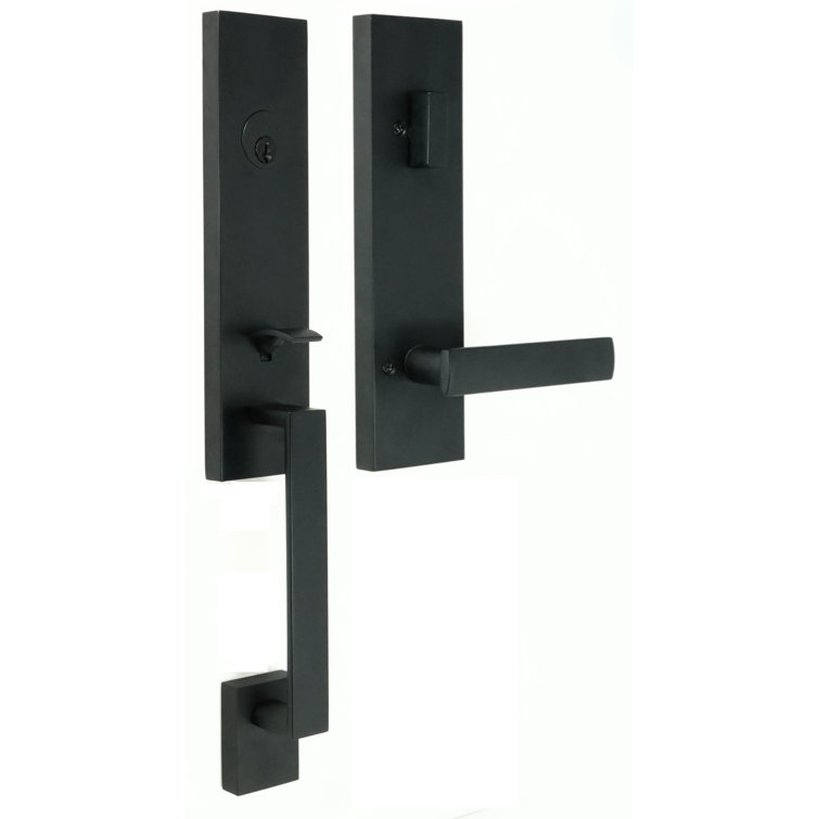 Transitional Handleset with Transitional Door Mesa Knob