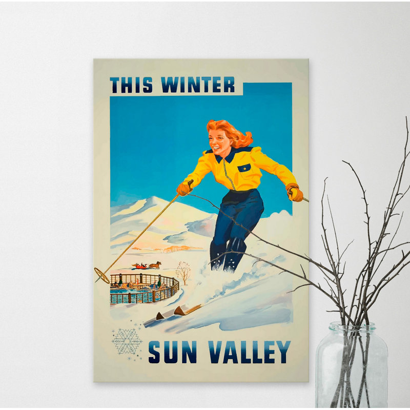 « sun valley », publicité rétro sur toile tendue, H 24 po x l 16 po
