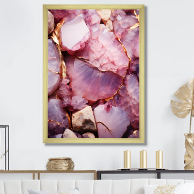 «Pink Amethyst Geode Essence I», art mural pierre géode