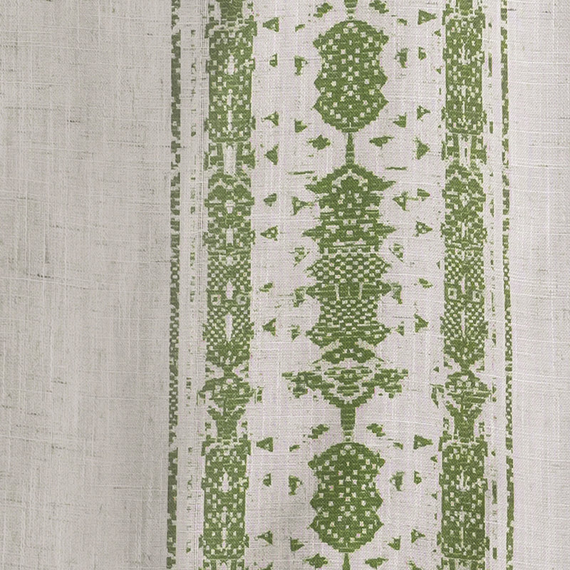 Rideaux occultant en lin Boho, L 52 po x L 84 po, Bordure tricotée Loden - vert