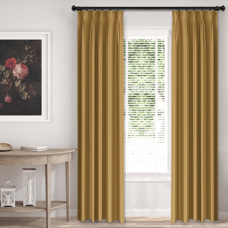 Velvet Room Darkening Curtain Pair, 20" x 120" , Yellow