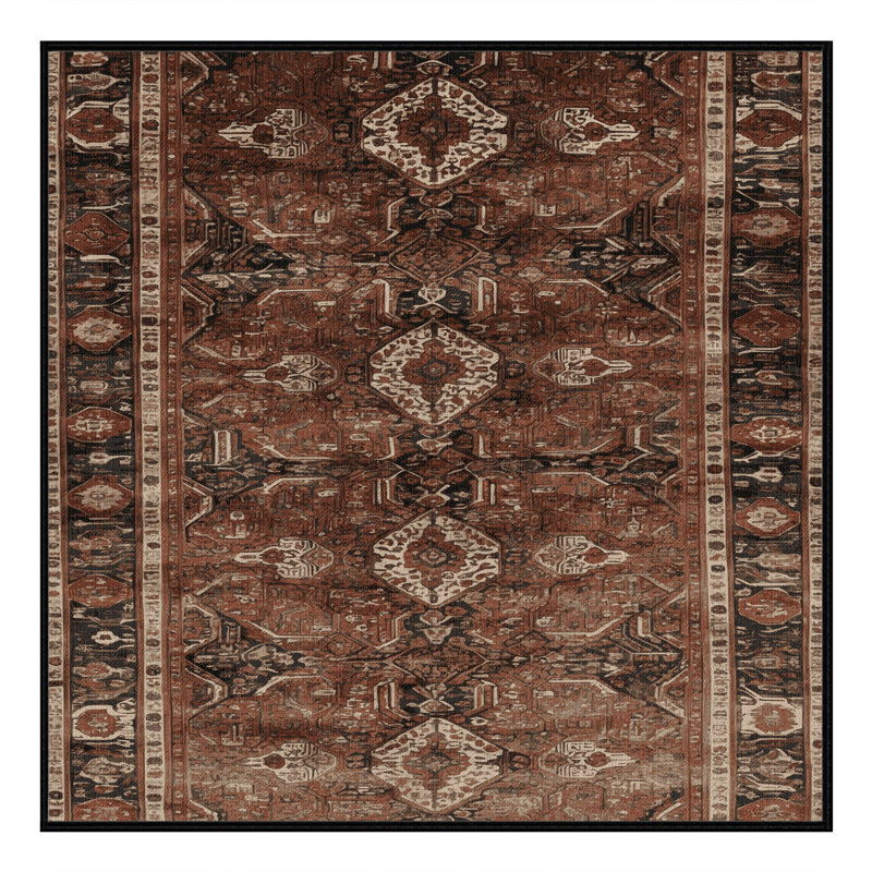 Tapis brun turc lavable à la machine, Carré 7 pi