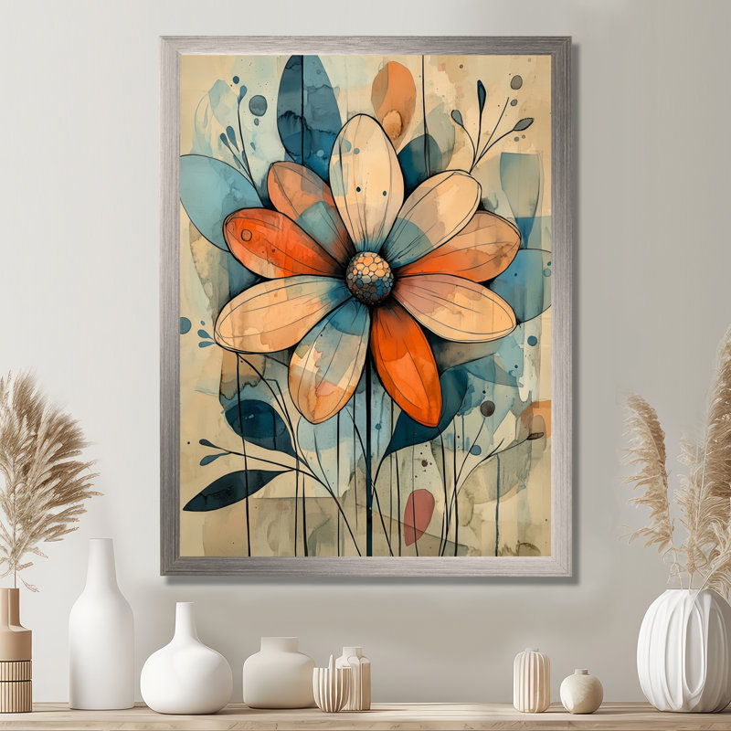 Hubert - Floral Wall Decor, Argent argent, H 40 po x l 30 po, Reproduction encadrée sans passe-partout