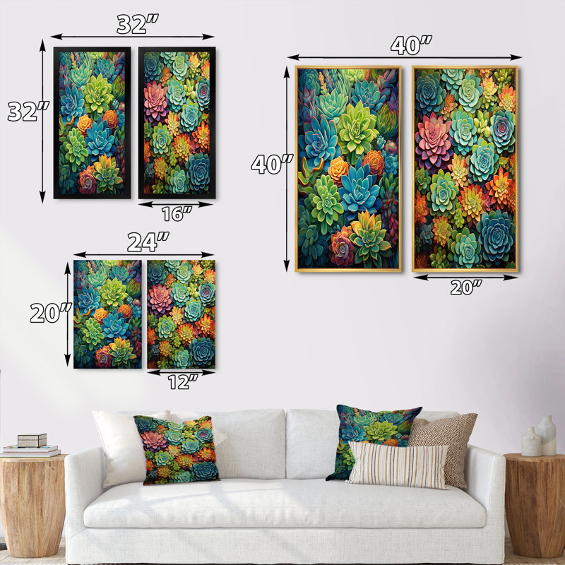 «Succulents Succulent Mosaic», 2 pièces, Toile tendue, H 24 po x l 20 po