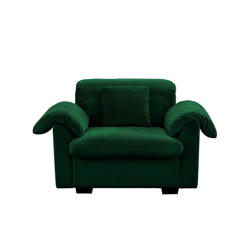 Fauteuil moelleux avec accoudoirs, velours avec fonction de rangement pour le salon et le velours