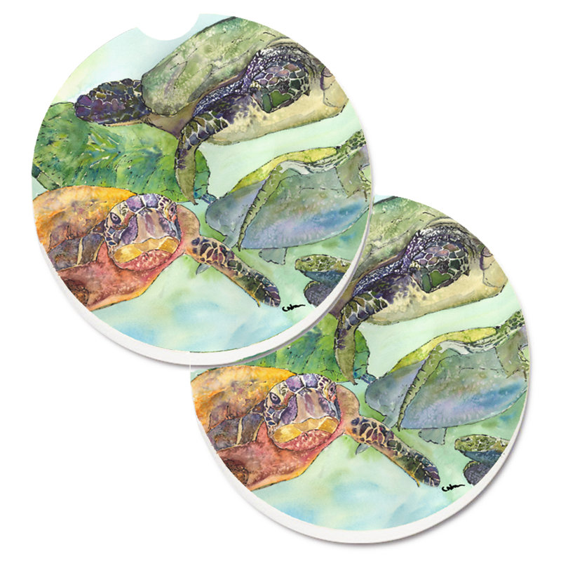 Ceramic Round 2 Piece Car Coaster Set