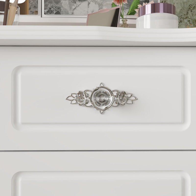 110cm Dressing Table with 9 Drawers & LED Mirror - Hidden Storage Behind Side Mirrors - White
