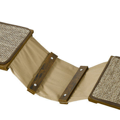 Tablettes murales pour chat Pawhut, meubles muraux pour chat avec perchoirs, poteaux à griffes, échelle, bols d'alimentation, tablettes murales pour chat 8 pièces pour grimper, dormir, jouer