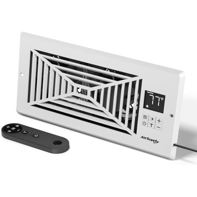 Turbro Register Booster Fan, Enhances Hvac Airflow, 4-way Vent Grille, 10-speed Fan, Intelligent Lcd Controller, Thermal Probe, Thermostat Control, Remote Control