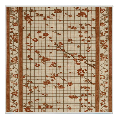 Tapis beige Art Deco lavable à la machine