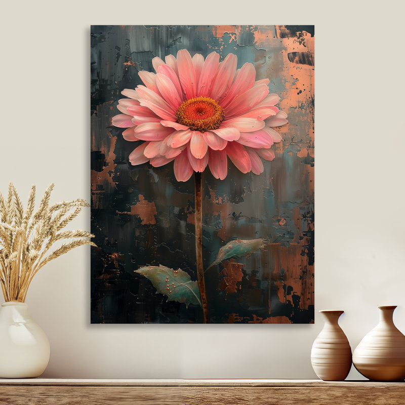 Décoration murale marguerites blanches et roses fragiles II, Métal métal, H 12 po x l 20 po