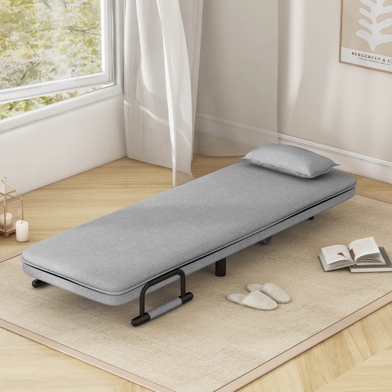 Canapé-lit convertible 3-en-1 avec dossier réglable à 5 positions et coussin lombaire, Gris