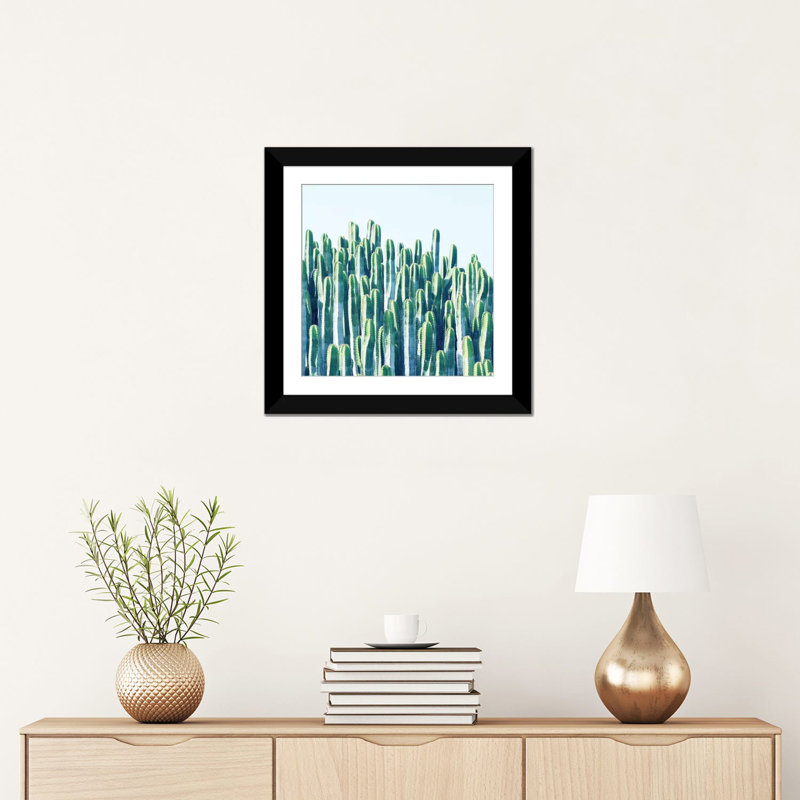 «Cactus Plants», impression sur toile, H 16 po x l 16 po x P 1 po, Papier d'art encadré noir