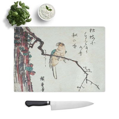 Glass Macaw Parrot by Utagawa Hiroshige Chopping Board