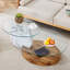 Table basse en marbre Collision artistique contemporaine blanche et grain de bois