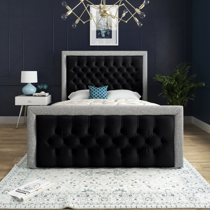 Cheltenham Bed With Headboard - Super King - 6Ft - Blue, Double (4'6"), Black