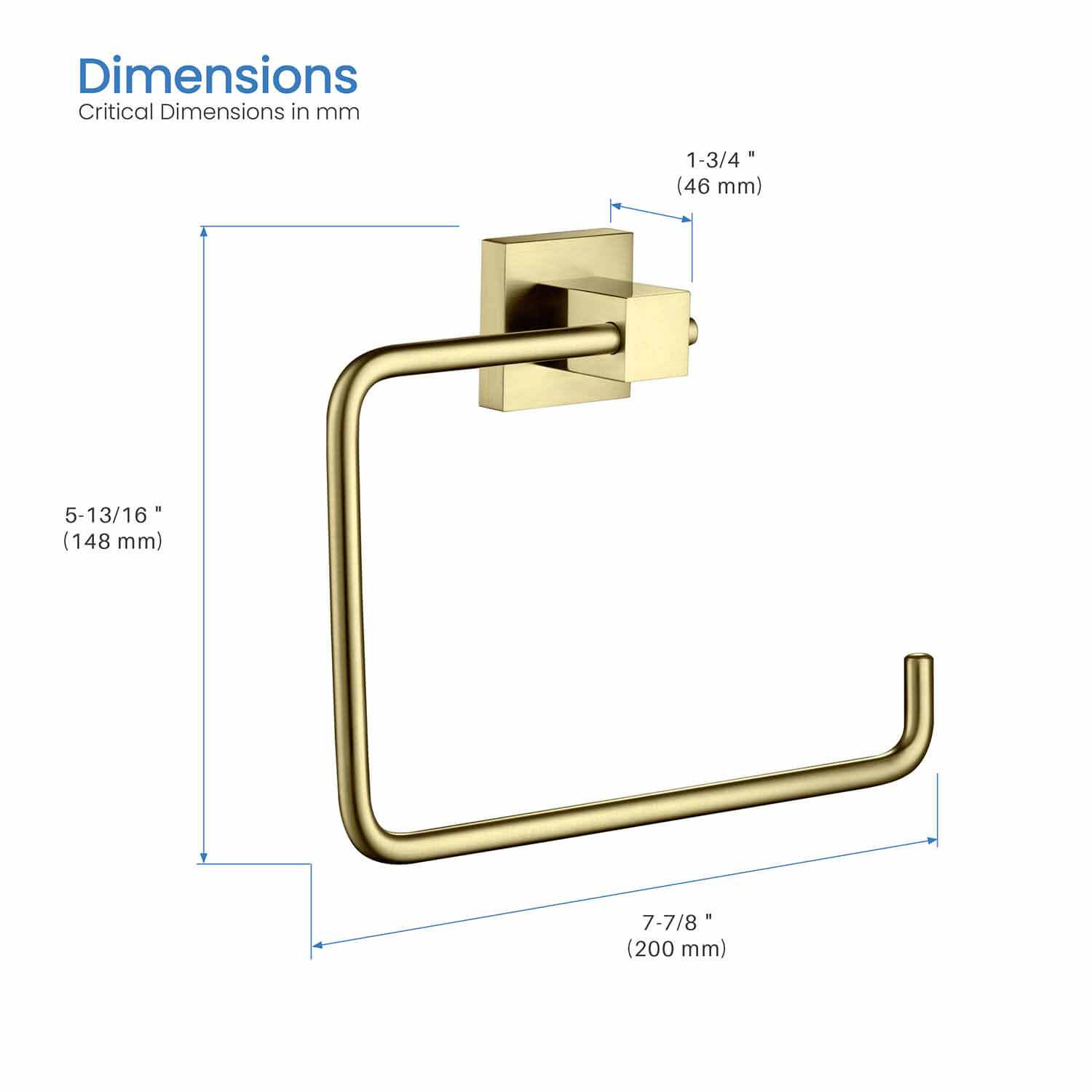 Cube Towel Ring, Brushed Gold