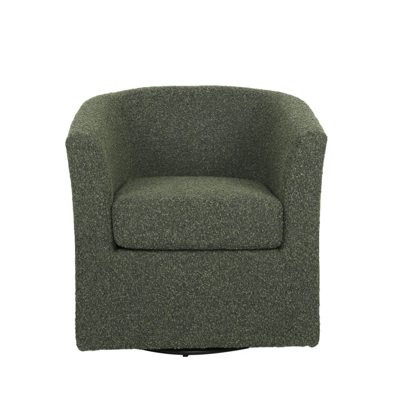 Wilmore Swivel Upholstered Accent Chair with Curved Backrest, Sage Green Boucle