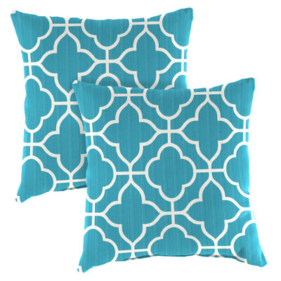 22" x 22" Seneca Caribbean Turquoise Tropical Outdoor Throw Pillow (Set of 2)