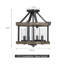 Denaisha 12,5 po Plafonnier semi-encastré 4 lumières en fer naturel et en faux bois