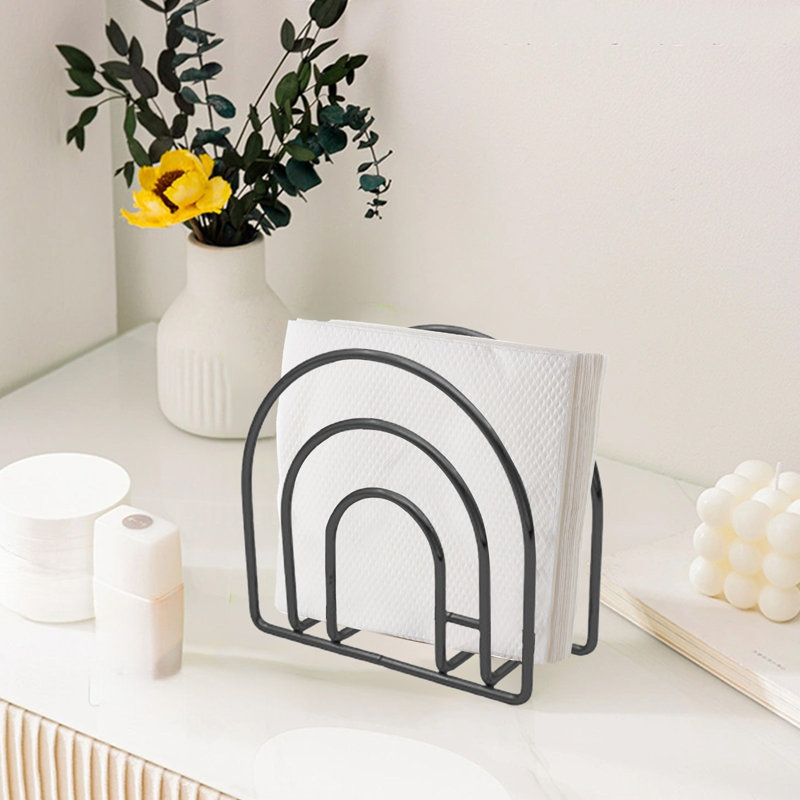 Porte-serviettes de table moderne en métal pour table de cuisine et comptoir, Black