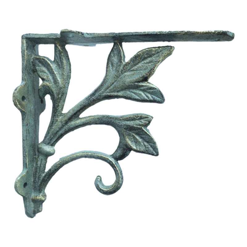 Leaf Design Shelf Bracket, Verdigris