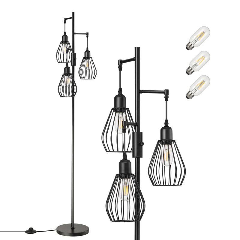 166cm Polished Tree Floor Lamp, Black