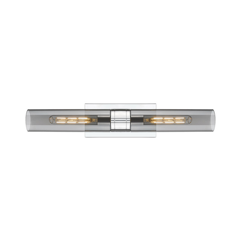 Luminaire de meuble-lavabo mural 2 lumières 11 po Amalle, Fumée, Chrome poli, 3" H x 24" W x 3.88" D