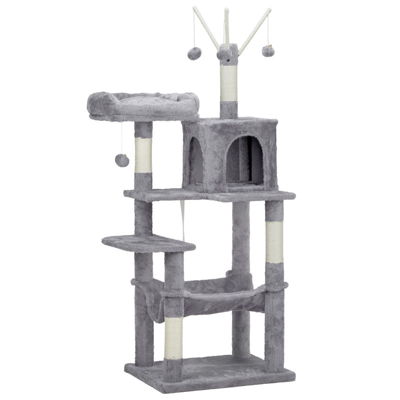 Arbre à chat avec lit plateforme Geraurd, Gris clair