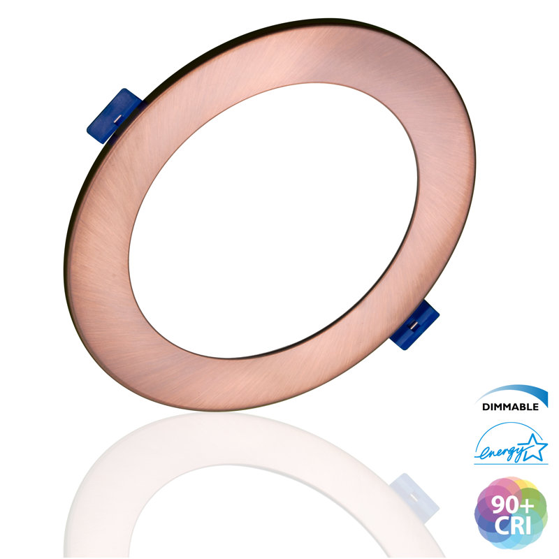 Dimmable Circle Flush Mount, Aged Copper, 1025 lm, 4000K