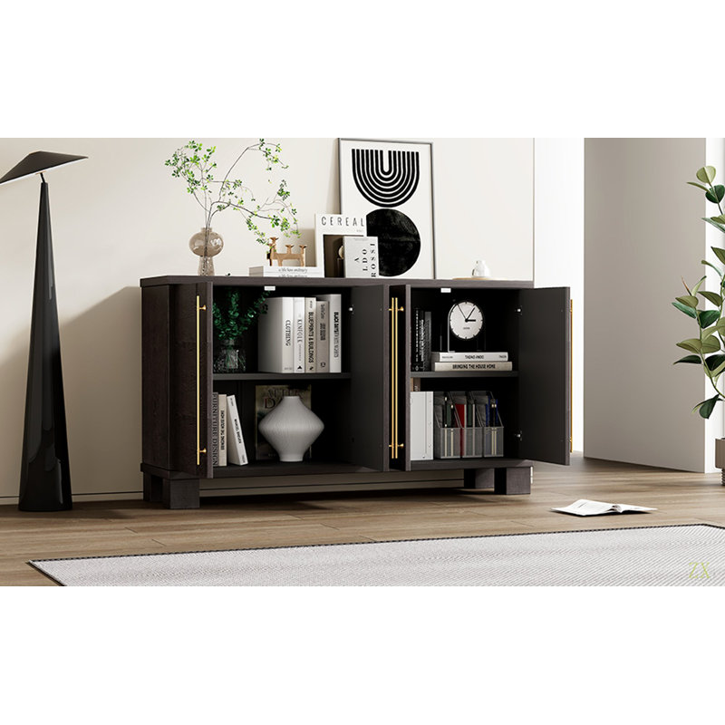 Sideboard Buffet Cabinet With Storage, Wood Sideboard With Adjustable Shelves And Handles For Kitchen, Dining Room And Living Room