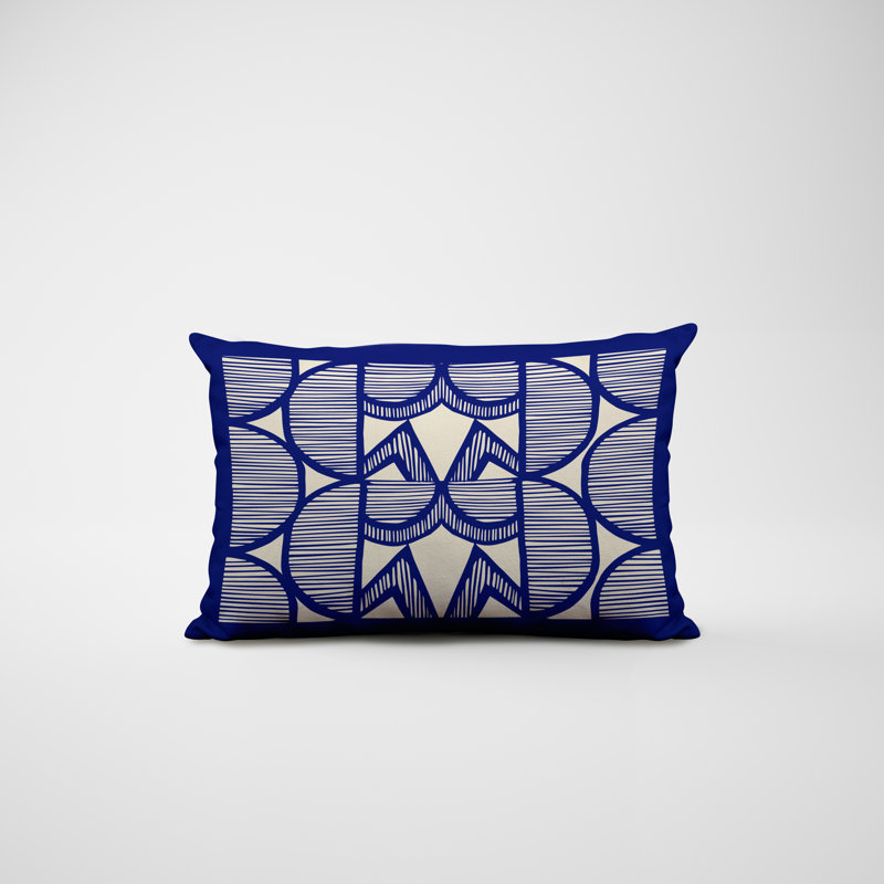 Polyester / Mélange de polyester Housse de coussin rectangulaire intérieure / extérieure lombaire et insert, Bleu marine