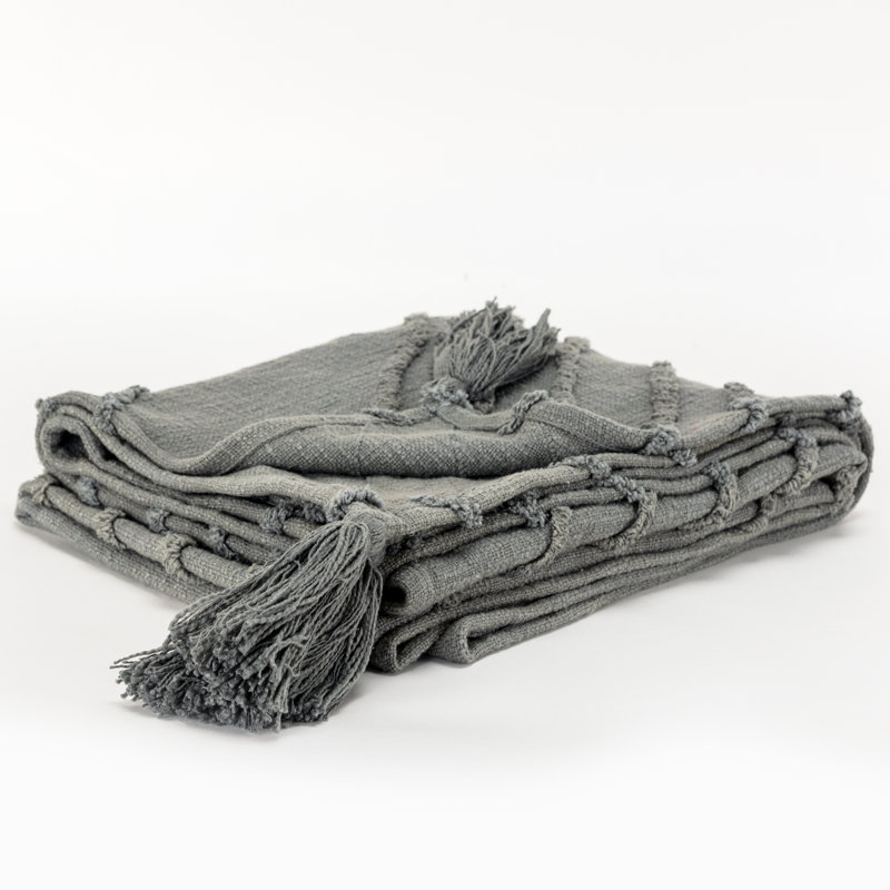  Jeté 100% coton tissé et texturé, Gris