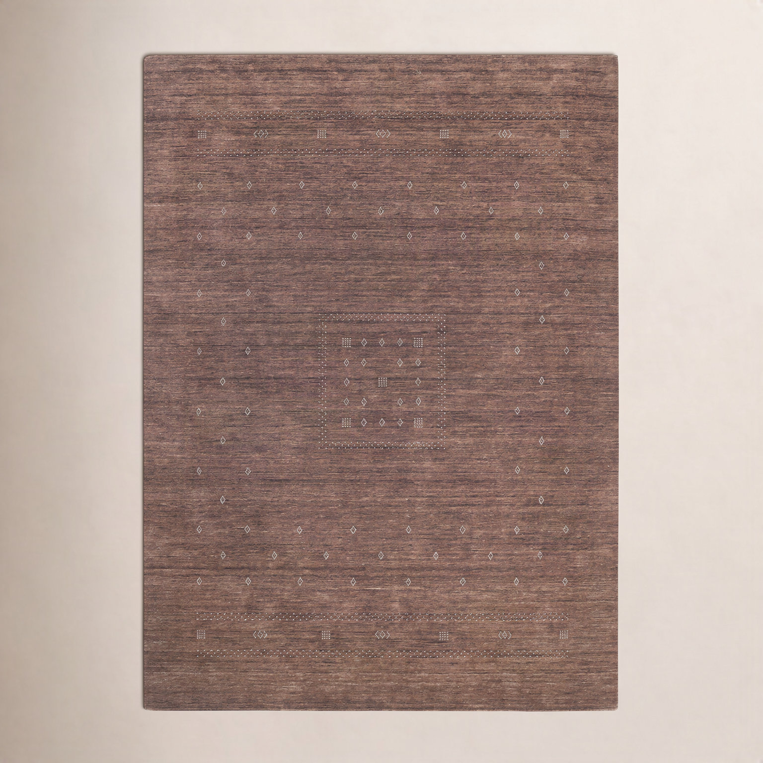 Simi Hand-Woven Geometric Cotton Wool Rug, Dark Brown, Rectangle 8' x 10'