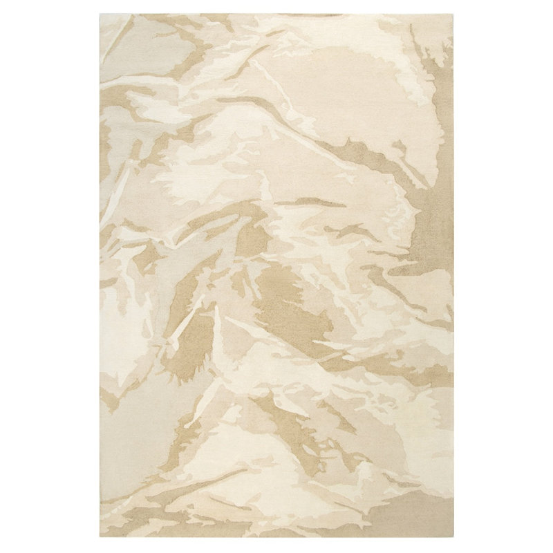 Paper Hand Tufted Tencel Abstract Area Rug in Beige, Rectangle 6'7" x 9'10"
