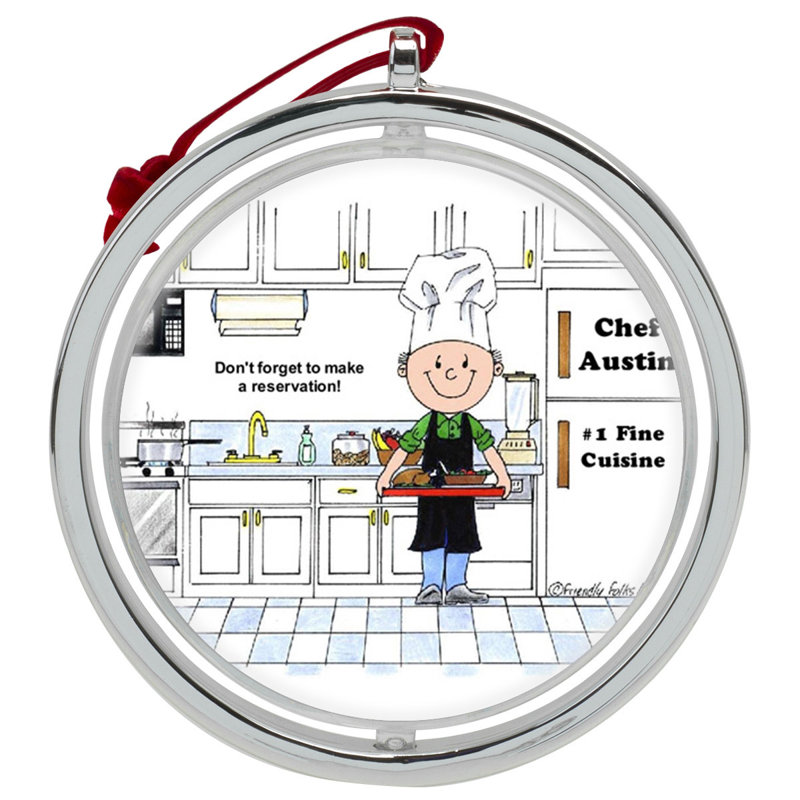 Personalized Chef, with Hat - Male Double Sided Spinable Christmas Ornament, Yes