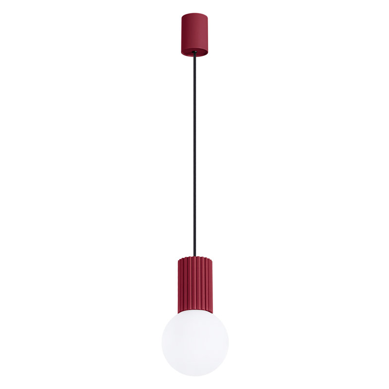 Bernis 1 - Light Brushed Nickel Pendant, Burgundy
