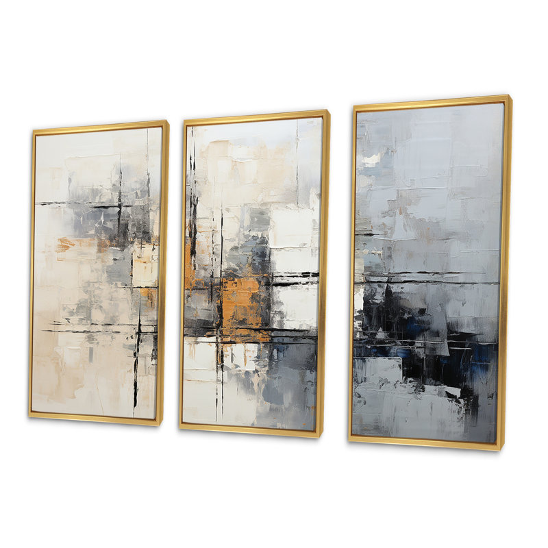 Simple Winter Landscape III - Winter Landscape, ensemble d'art sur toile, Cadre flottant doré, H 28 po x l 36 po x P 1 po
