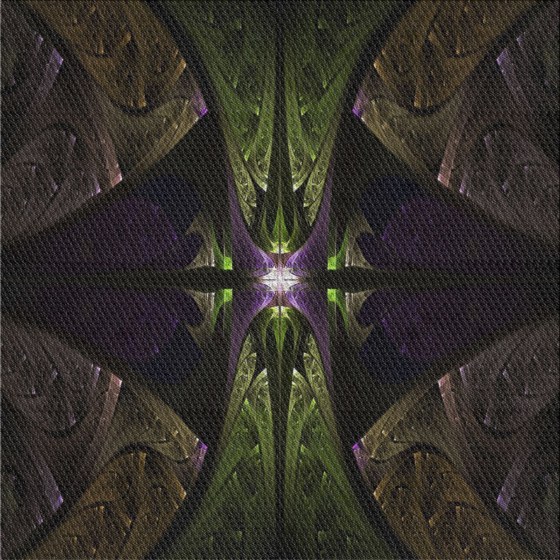 Tapis vert/brun/noir tissé à la machine, Carré 8 pi
