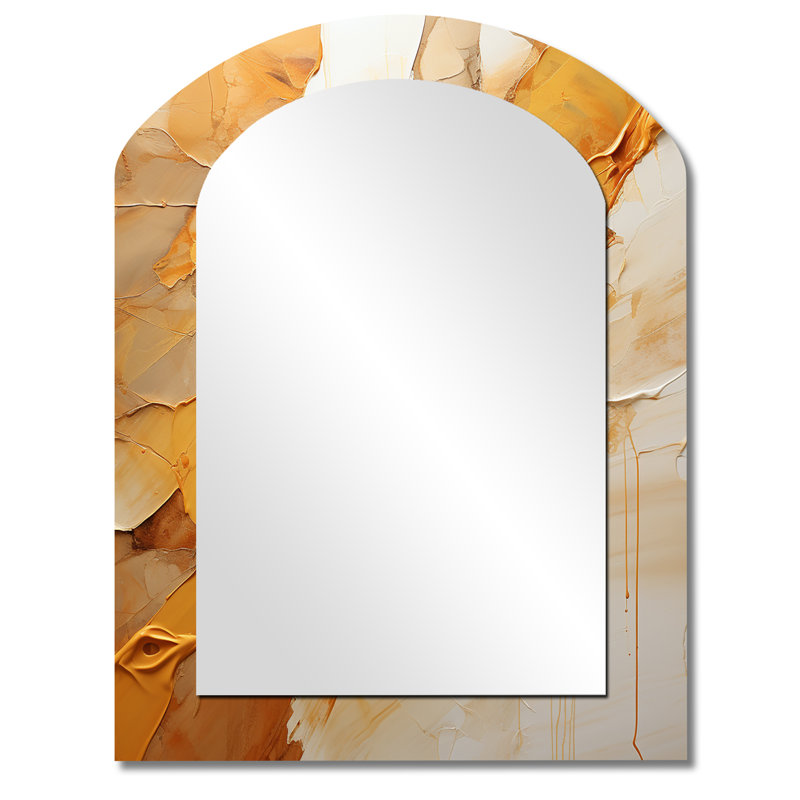 Miroir mural Amber Glow II - Paysages, miroir décoratif asymétrique moderne, 43 po x 33 po