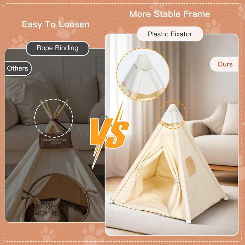 Pet Teepee Tent House For Large Cat & Small Dogs  Sma...