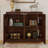 Mid Century Modern V-Shape Fluted Sideboard with Outlet Holes – Dark Walnut-1436042339