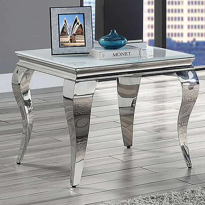 Table de bout 24 po l Glam, blanc, Blanc
