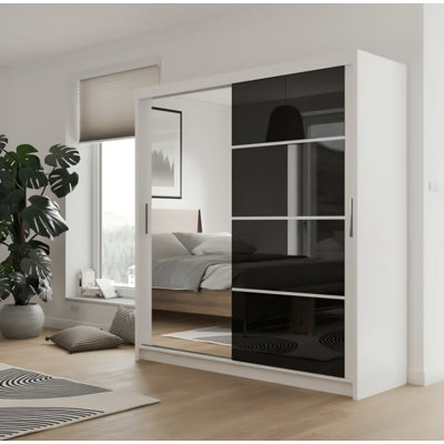 Sliding Door Wardrobe - Sleek Mirrored Storage with Versatile Setup