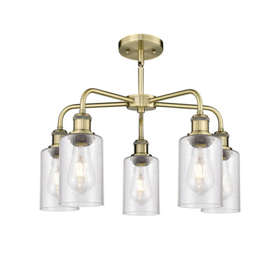 Ervine 5 - Light Steel Dimmable Cylinder Chandelier