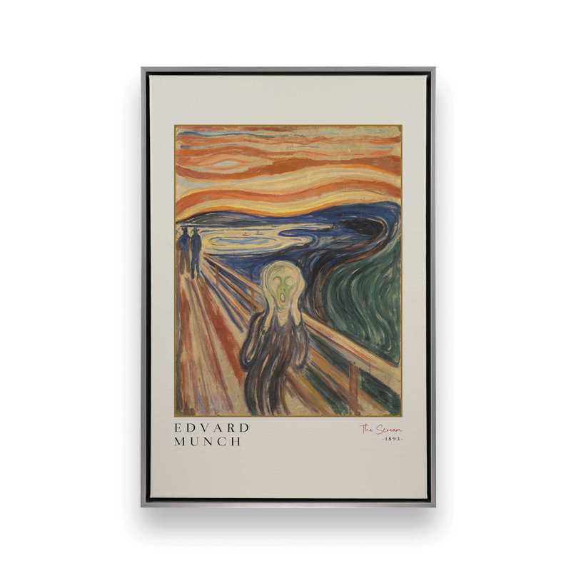 Le cri par Edvard Munch, Cadre flottant en chrome poli, H 12,75 po x l 8,75 po
