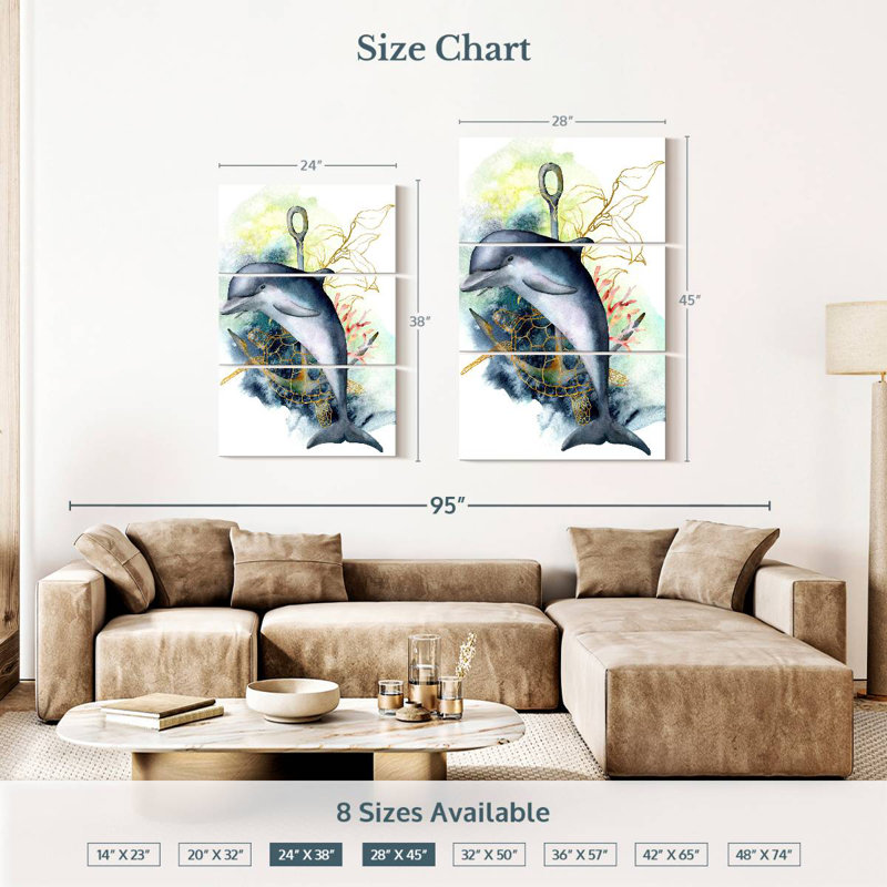 Brampt Dolphin Underwater, 38" H x 24" W
