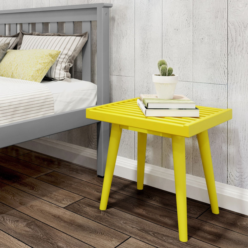 Eilish Solid Wood End Table, Yellow
